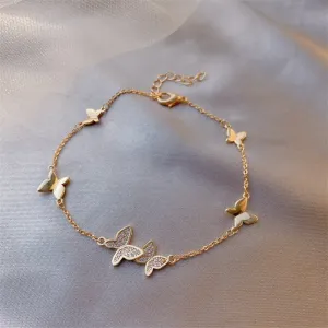 Bracelet for Women Light Luxury Fashion Crystal Butterfly Bracelet Sweet Girl Student Style Jewelry Accessories