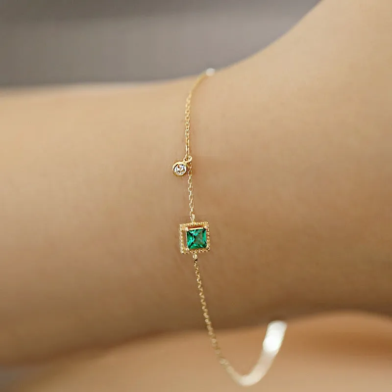 Bracelet émeraude  plaqué or