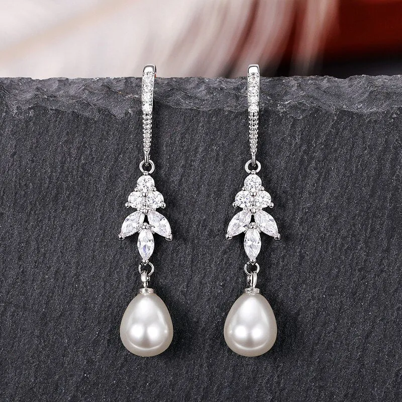 Bridal Imitation Pearl Earrings for Wedding Modern