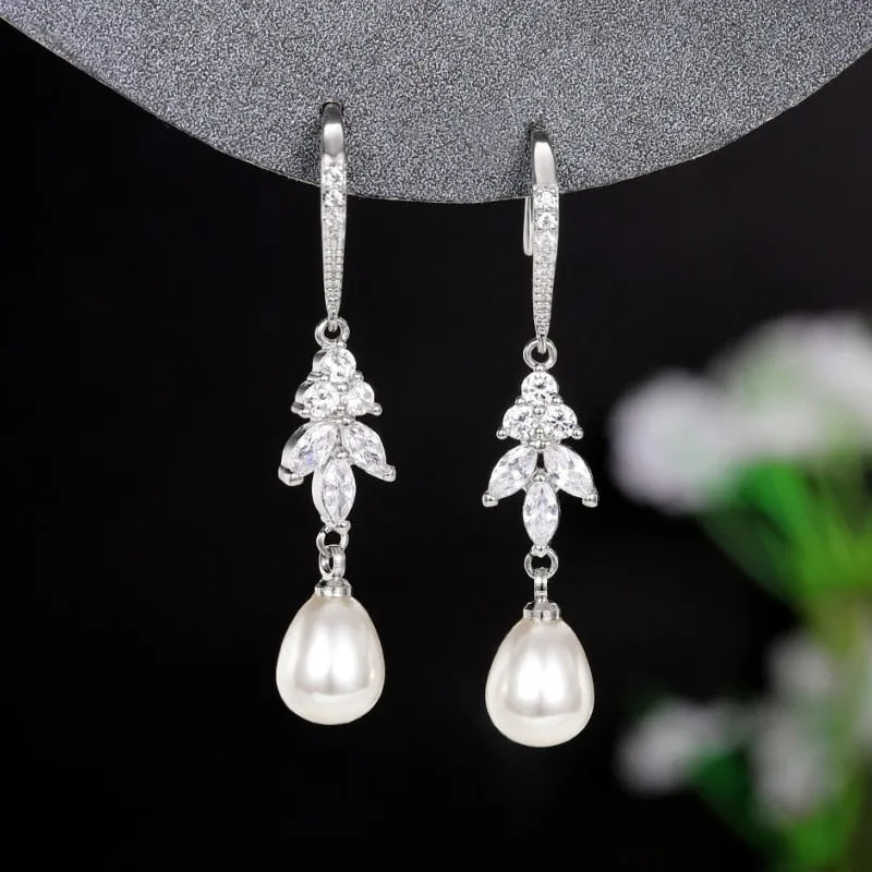 Bridal Imitation Pearl Earrings for Wedding Modern