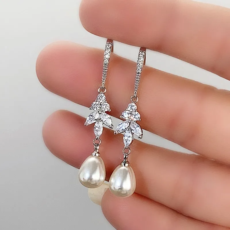 Bridal Imitation Pearl Earrings for Wedding Modern
