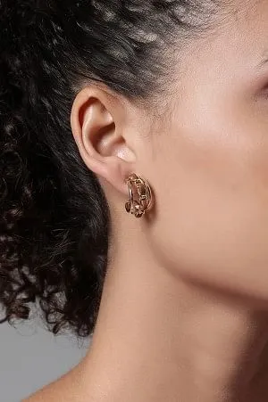 Brown & Gold Modern Hoop Earrings