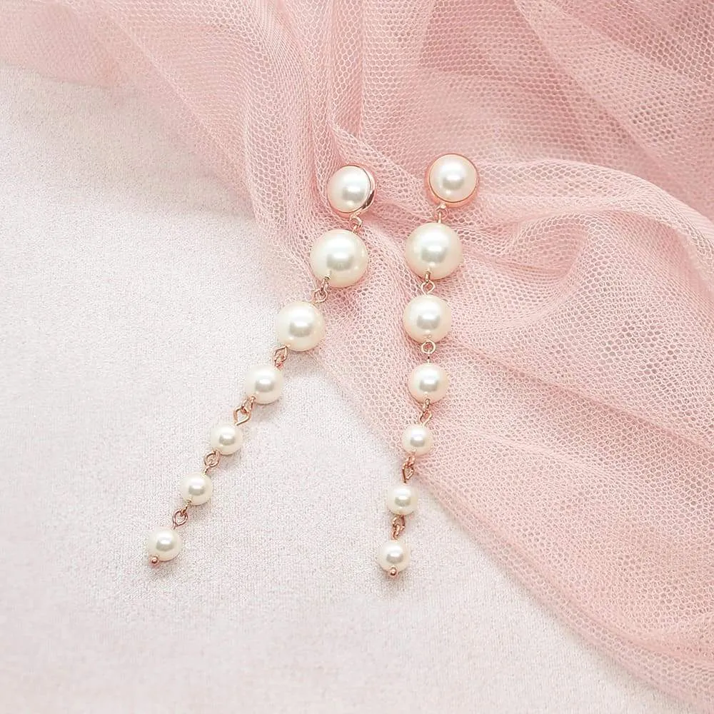 Caiti Modern Pearl Drop Earrings