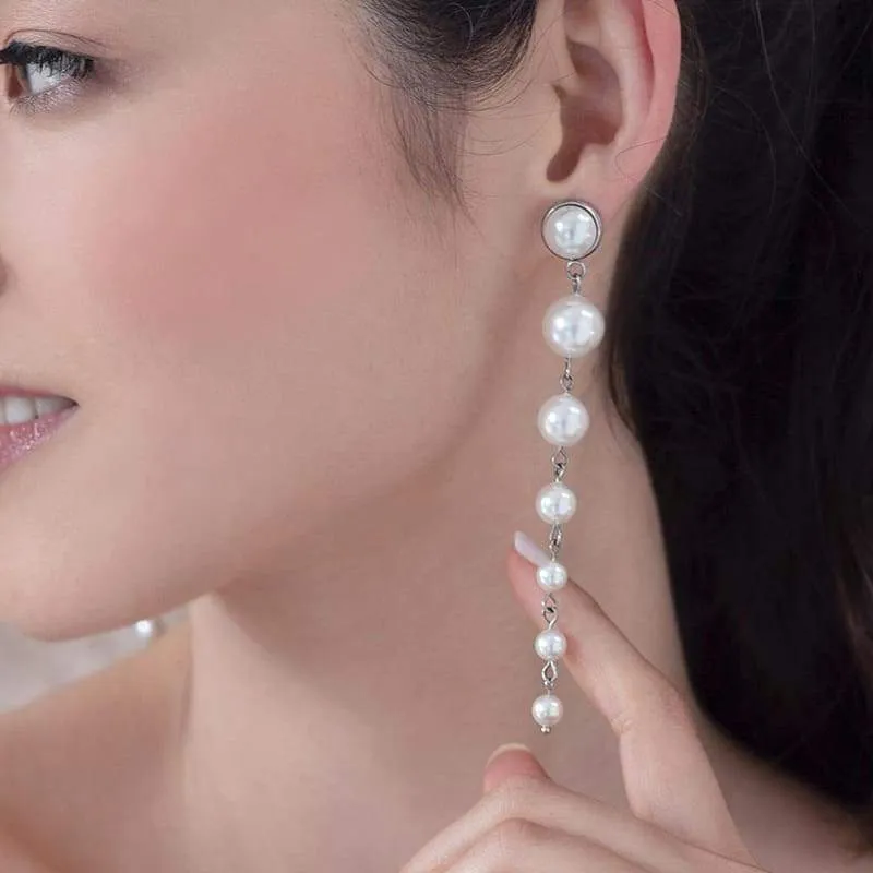 Caiti Modern Pearl Drop Earrings