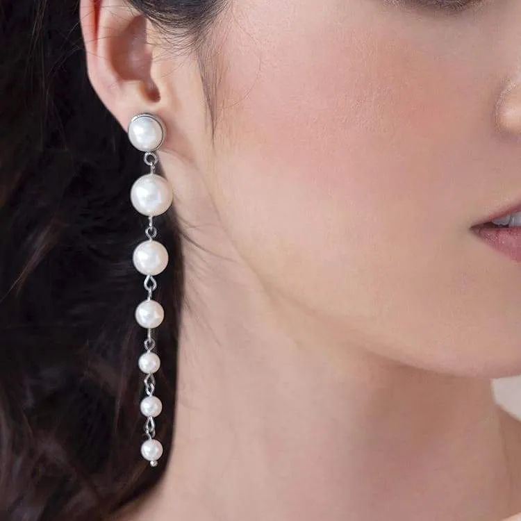 Caiti Modern Pearl Drop Earrings