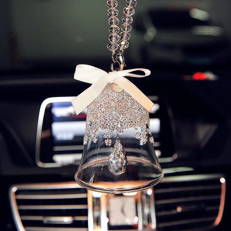 Car Mirror Charm-Hanging Snowfake Bell Rear View Mirror Pendant