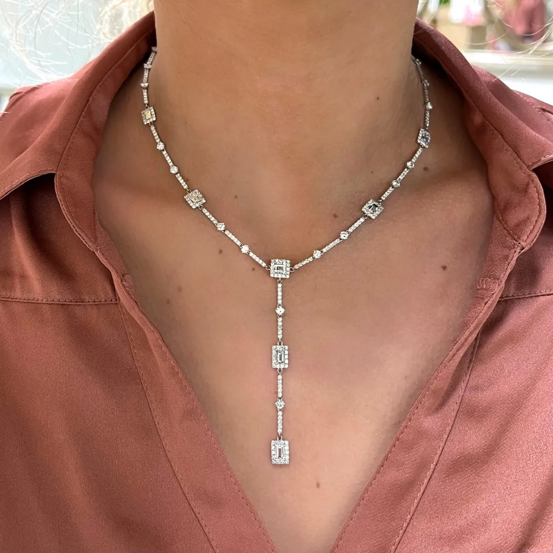 Cecilia Asscher Cut Lariat Necklace 7.89 ctw