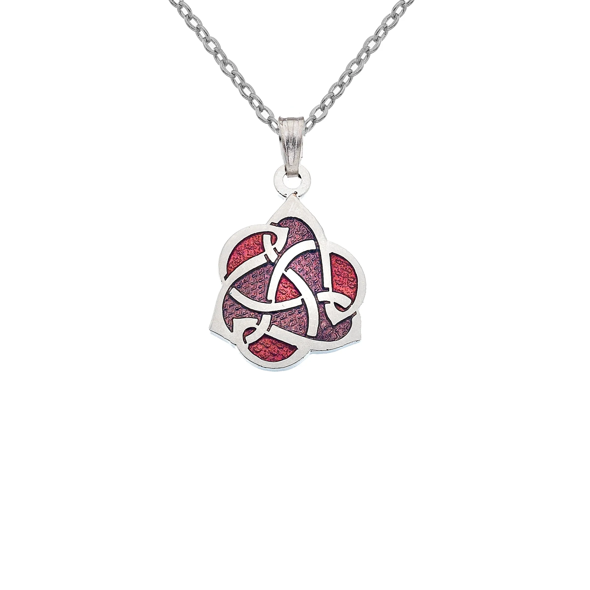 Celtic Enamel Archibald Knox Style Pendant - Red & Mauve