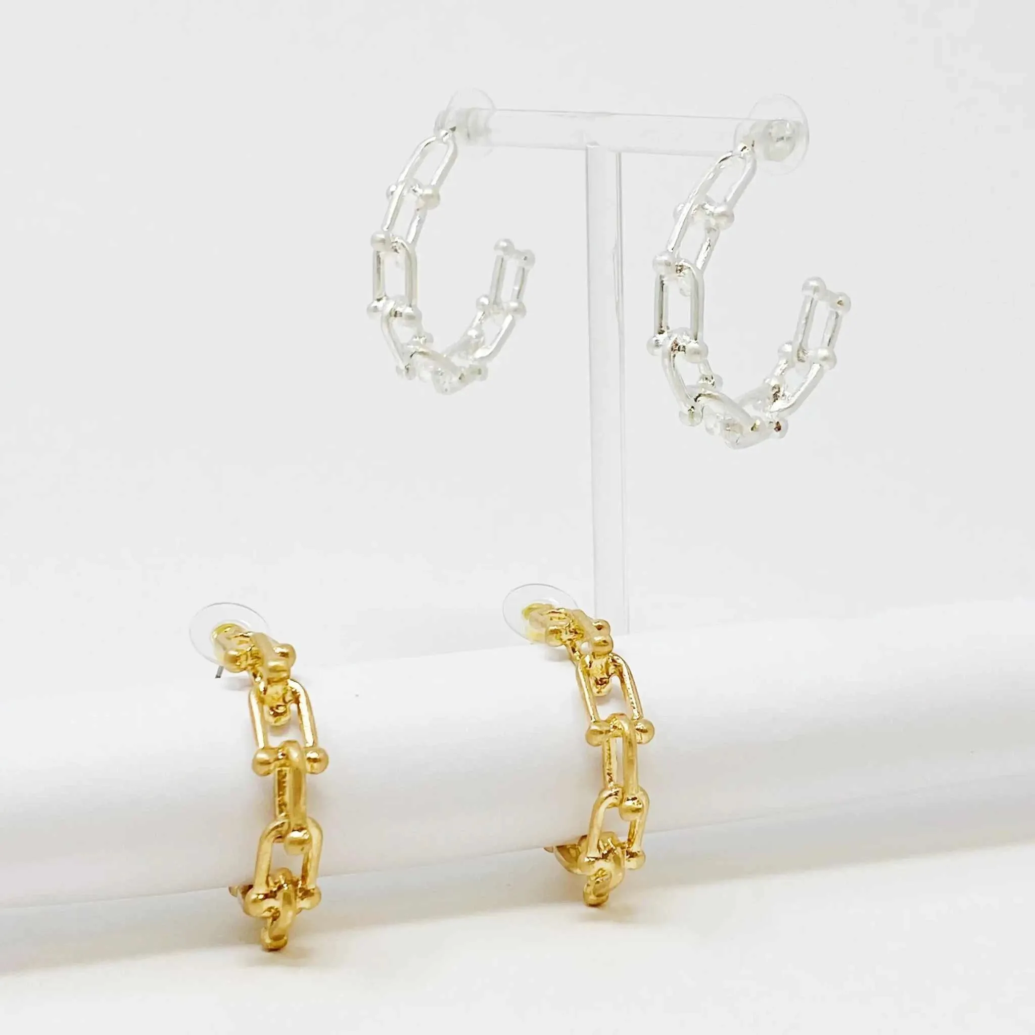 Chained Link Hoop Earrings