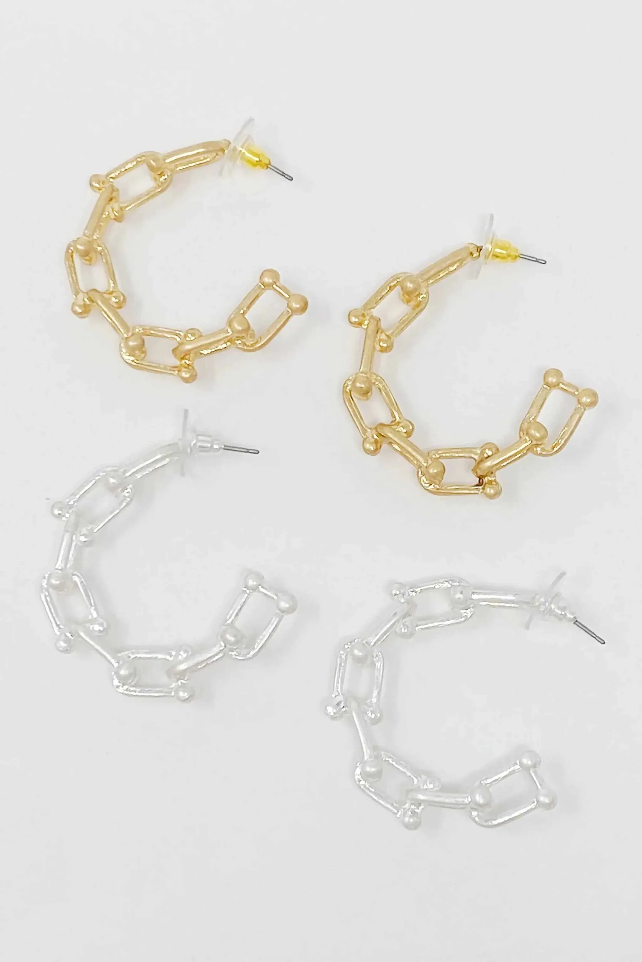 Chained Link Hoop Earrings