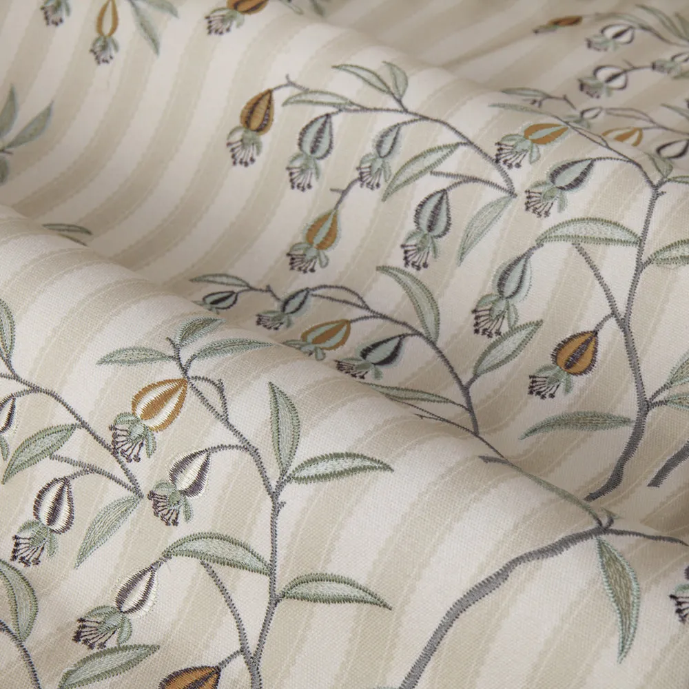 Chinese Lanterns Embroidered Pencil Pleat Curtains Linen