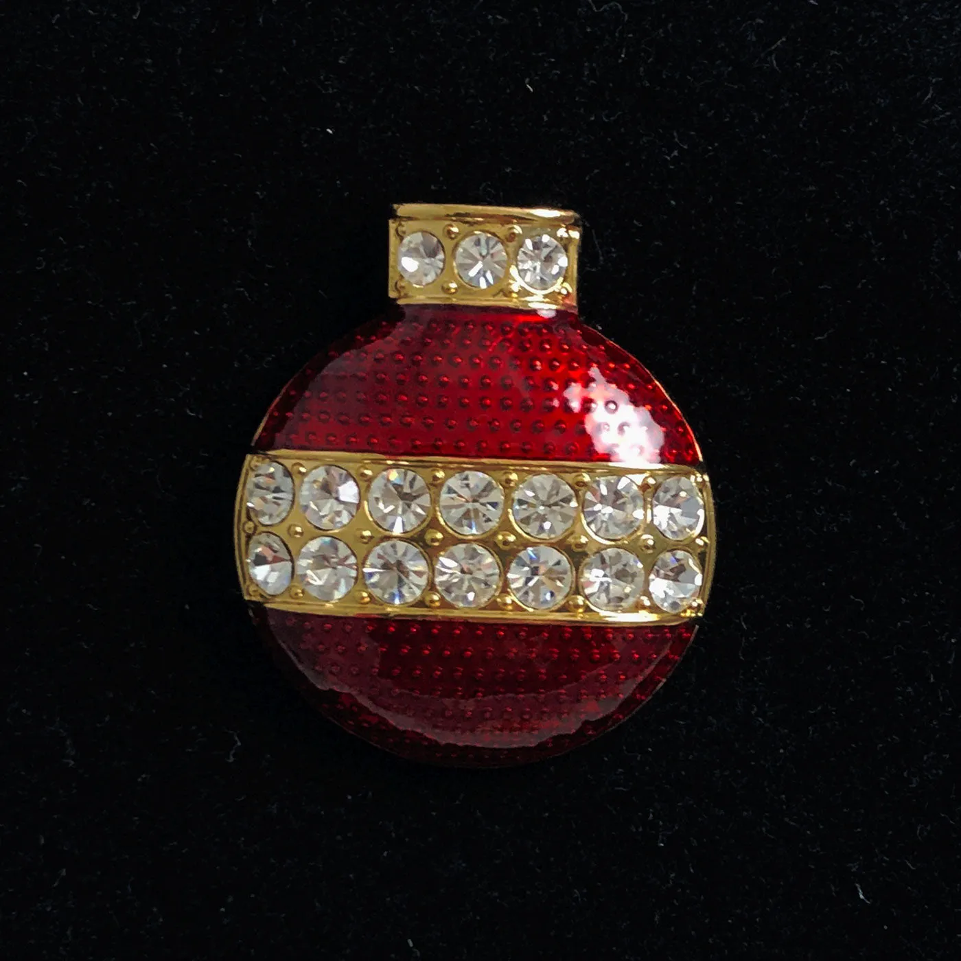 Christmas Ornament Red Enamel Brooch Pin Holiday
