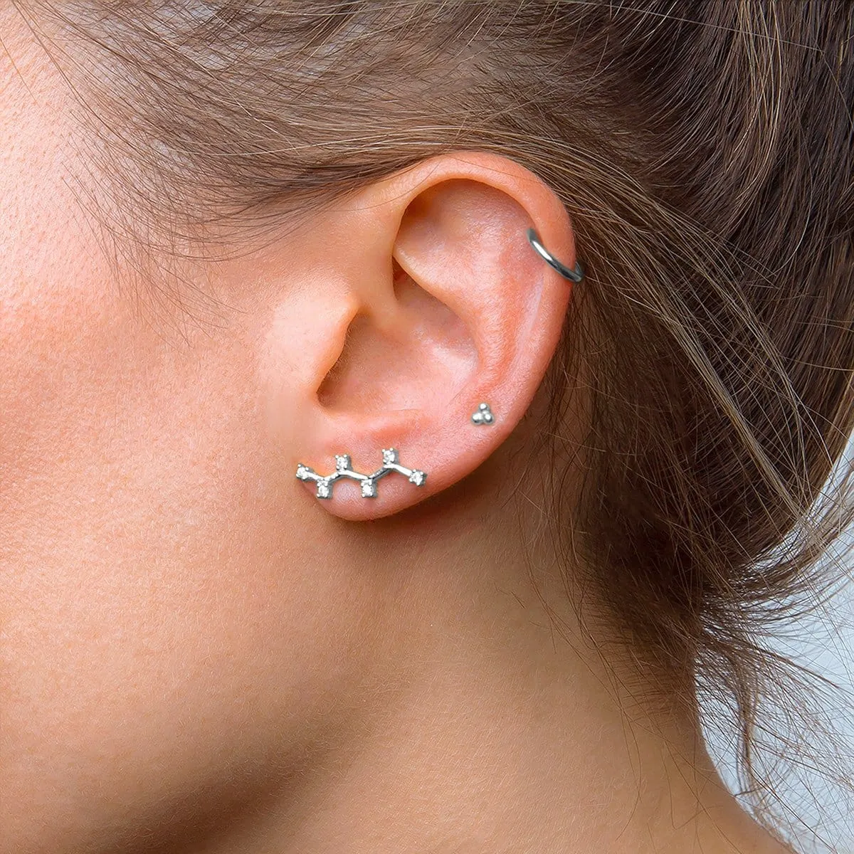 Climber Stylish Zirconia Silver Earring