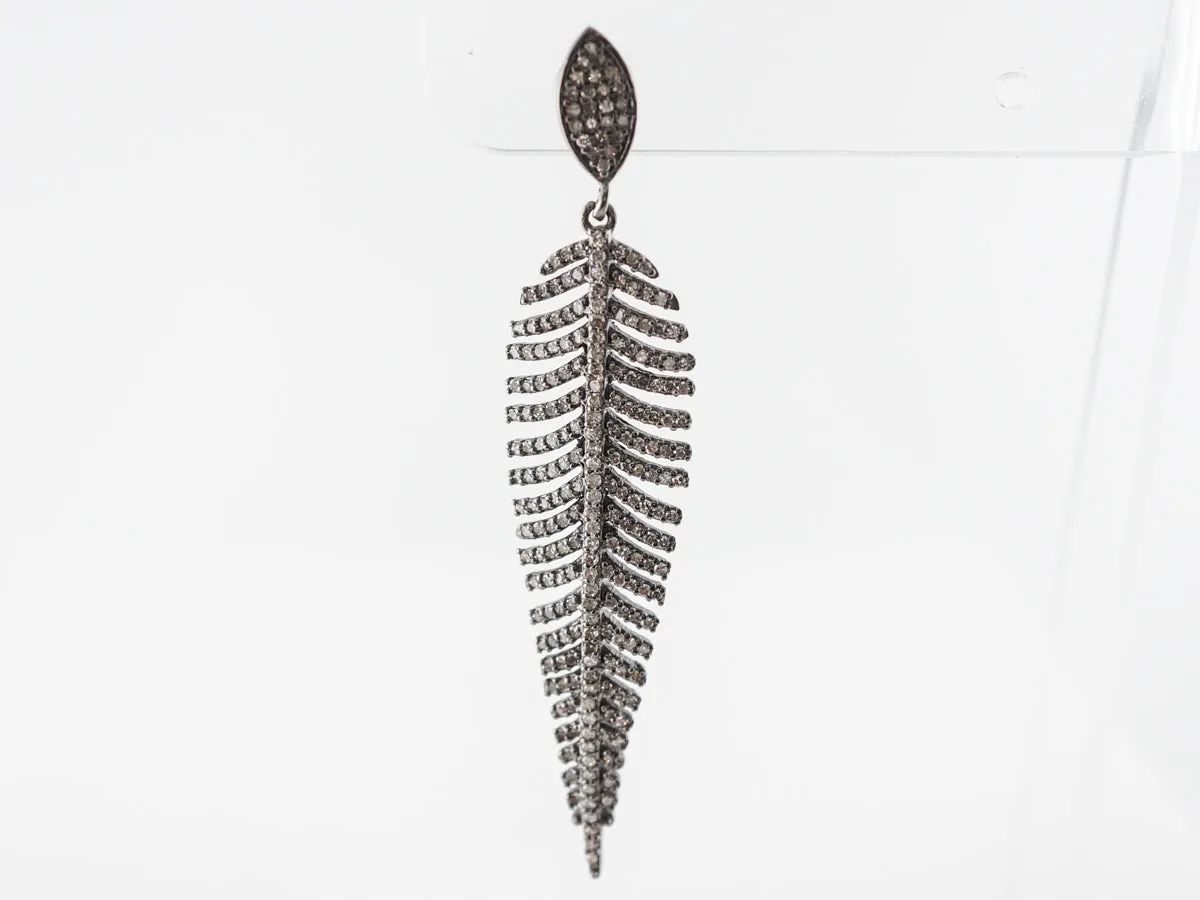 Cognac Diamond Dangle Earrings in Sterling Silver