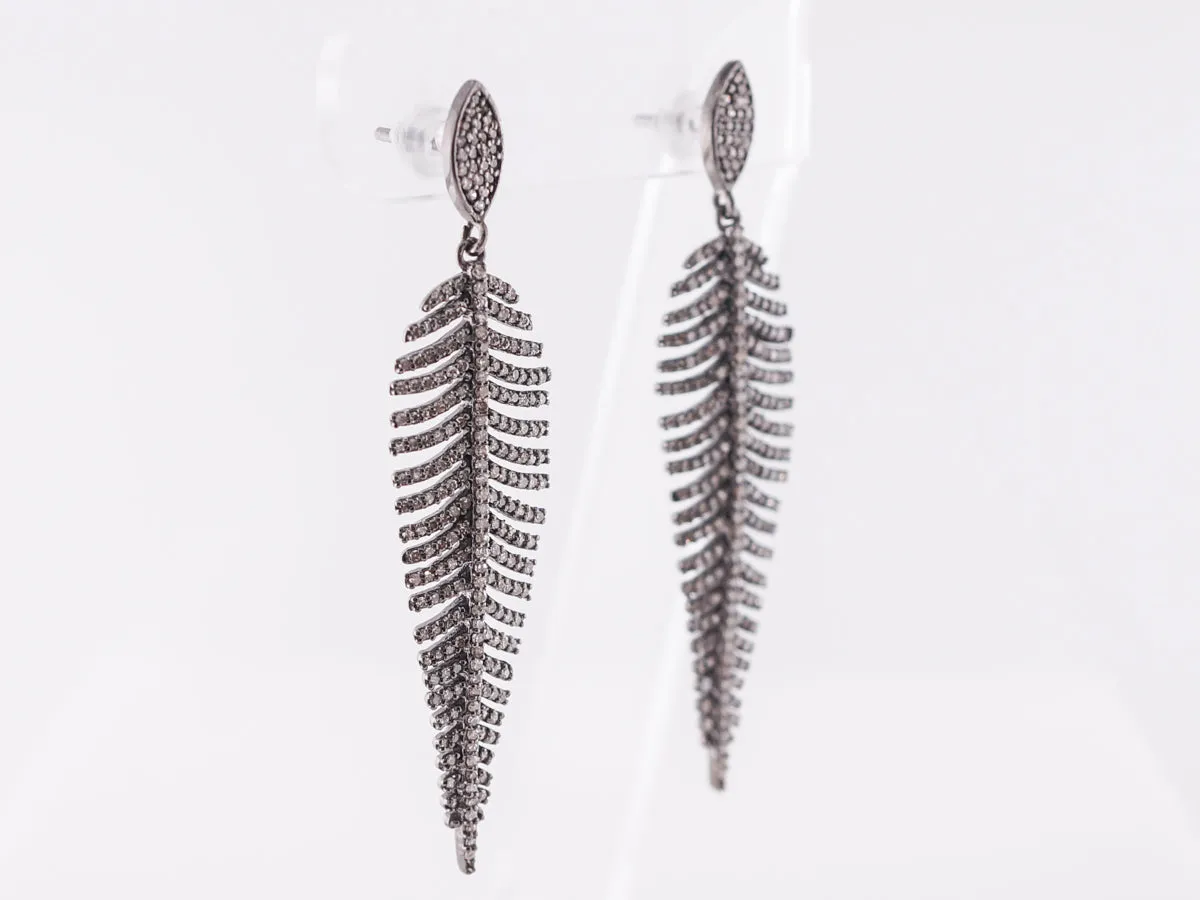 Cognac Diamond Dangle Earrings in Sterling Silver