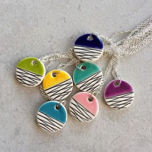 Colourful minimalist geometric ceramic pendants Colourful minimalist geometric ceramic pendants