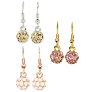 Combo of 3 Royal Sparklers Multicolor Crystals Ball Earrings