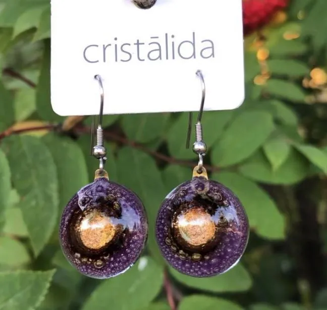 Cristalida Purple Fused Glass Earrings