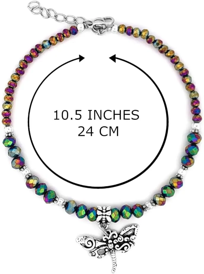 Crystal Dragonfly & Butterfly Charm Adjustable Anklet for Women Handmade Hypoallergenic Boho Beach Gala Wedding Style Fashion Jewelry