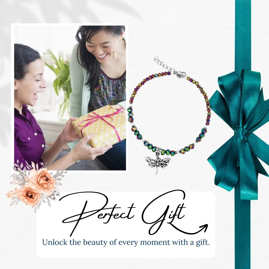 Crystal Dragonfly & Butterfly Charm Adjustable Anklet for Women Handmade Hypoallergenic Boho Beach Gala Wedding Style Fashion Jewelry