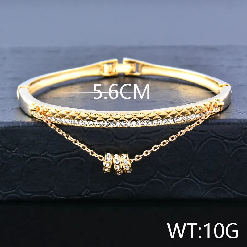 Crystal Pendant Bangle Cuff For Women Gold Silver Color Bracelets jewelry for women