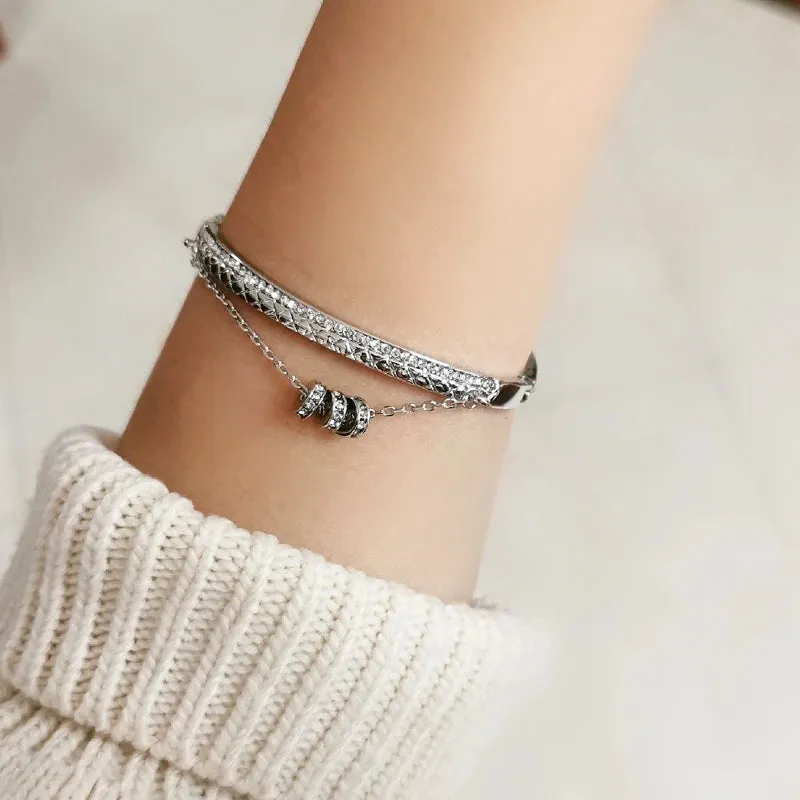 Crystal Pendant Bangle Cuff For Women Gold Silver Color Bracelets jewelry for women