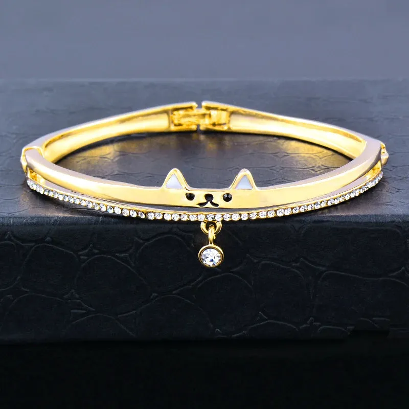 Crystal Pendant Bangle Cuff For Women Gold Silver Color Bracelets jewelry for women