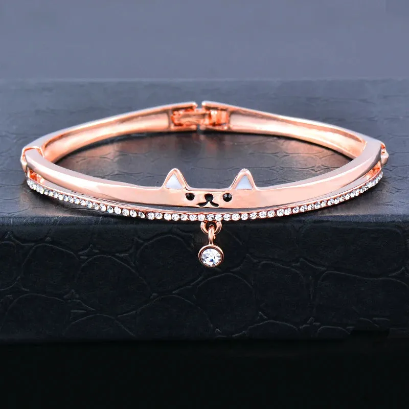 Crystal Pendant Bangle Cuff For Women Gold Silver Color Bracelets jewelry for women