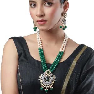 CZ Studded Parrot Long Necklace Set - HRNS136