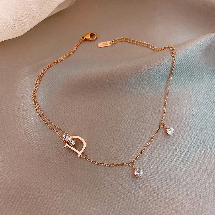 D-Shaped Titanium Steel Anklet Children'S Sexy Fashion Net Red Korean Version Of The Anklet New Personality Simple Anklet