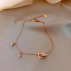 D-Shaped Titanium Steel Anklet Children'S Sexy Fashion Net Red Korean Version Of The Anklet New Personality Simple Anklet