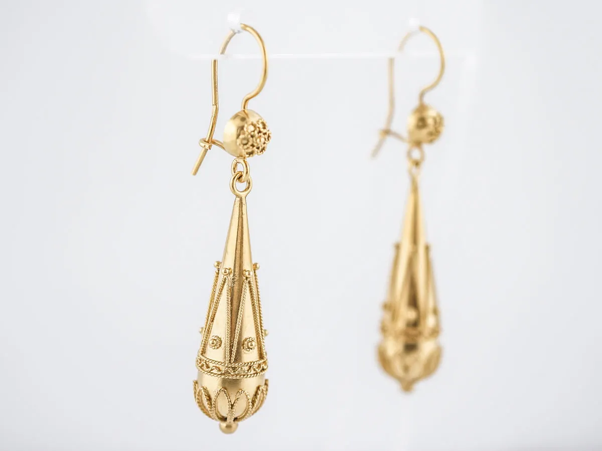 Dangle Drop Earrings Modern in 15k Yellow Gold