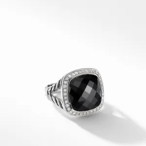 David Yurman Albion Ring with Black Onyx and Diamonds, 14mm - Size 7