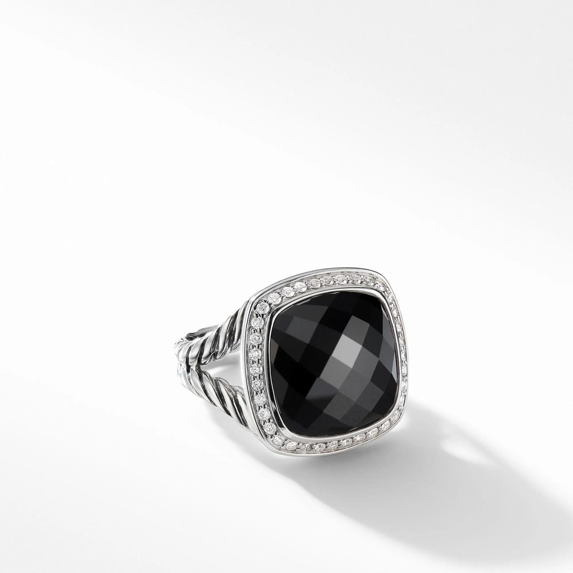 David Yurman Albion Ring with Black Onyx and Diamonds, 14mm - Size 7