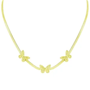 Delicate Butterfly Charm Necklace in 18K Gold Plated Steel