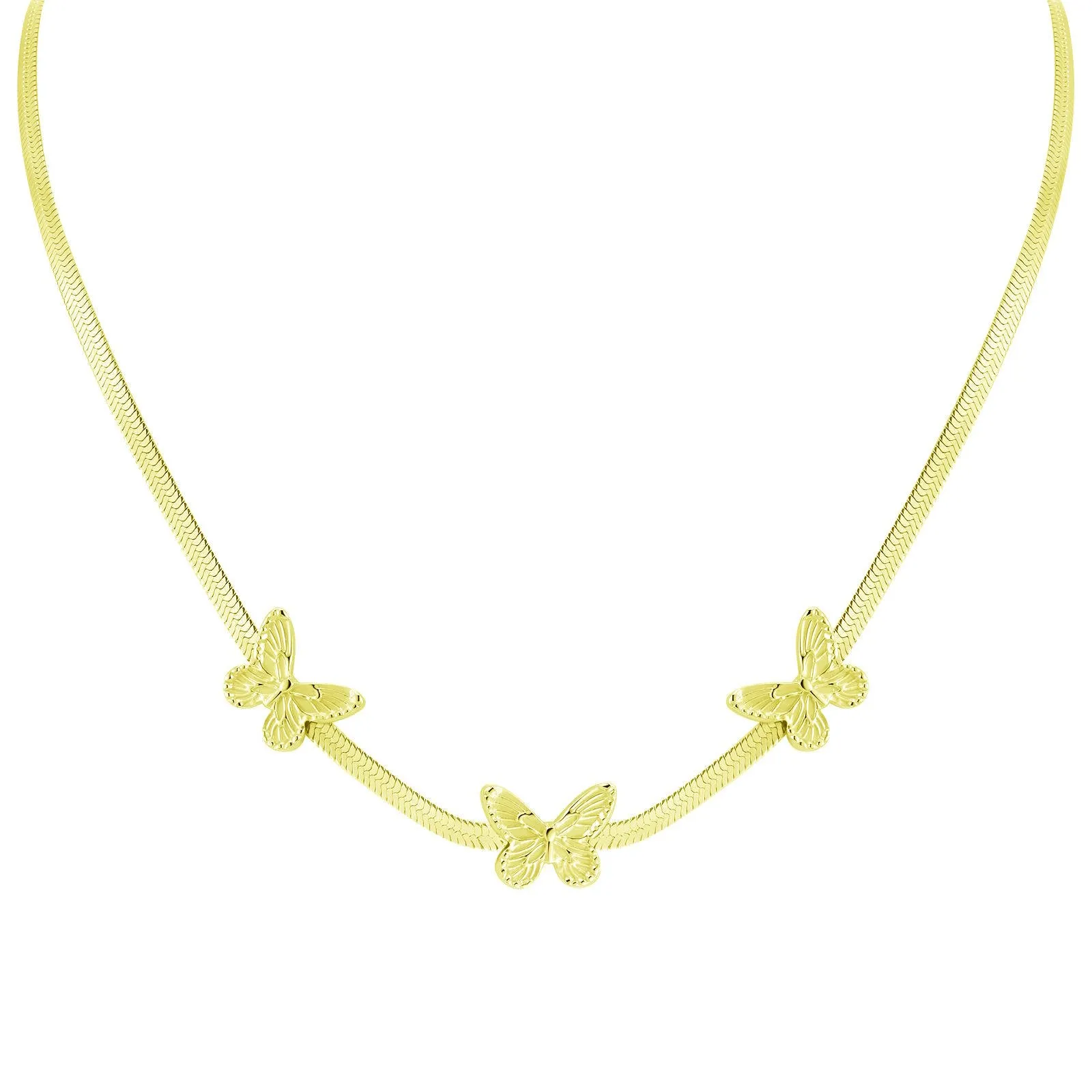 Delicate Butterfly Charm Necklace in 18K Gold Plated Steel