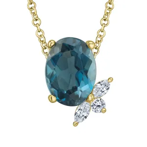 Diamond and London Blue Topaz Pendant