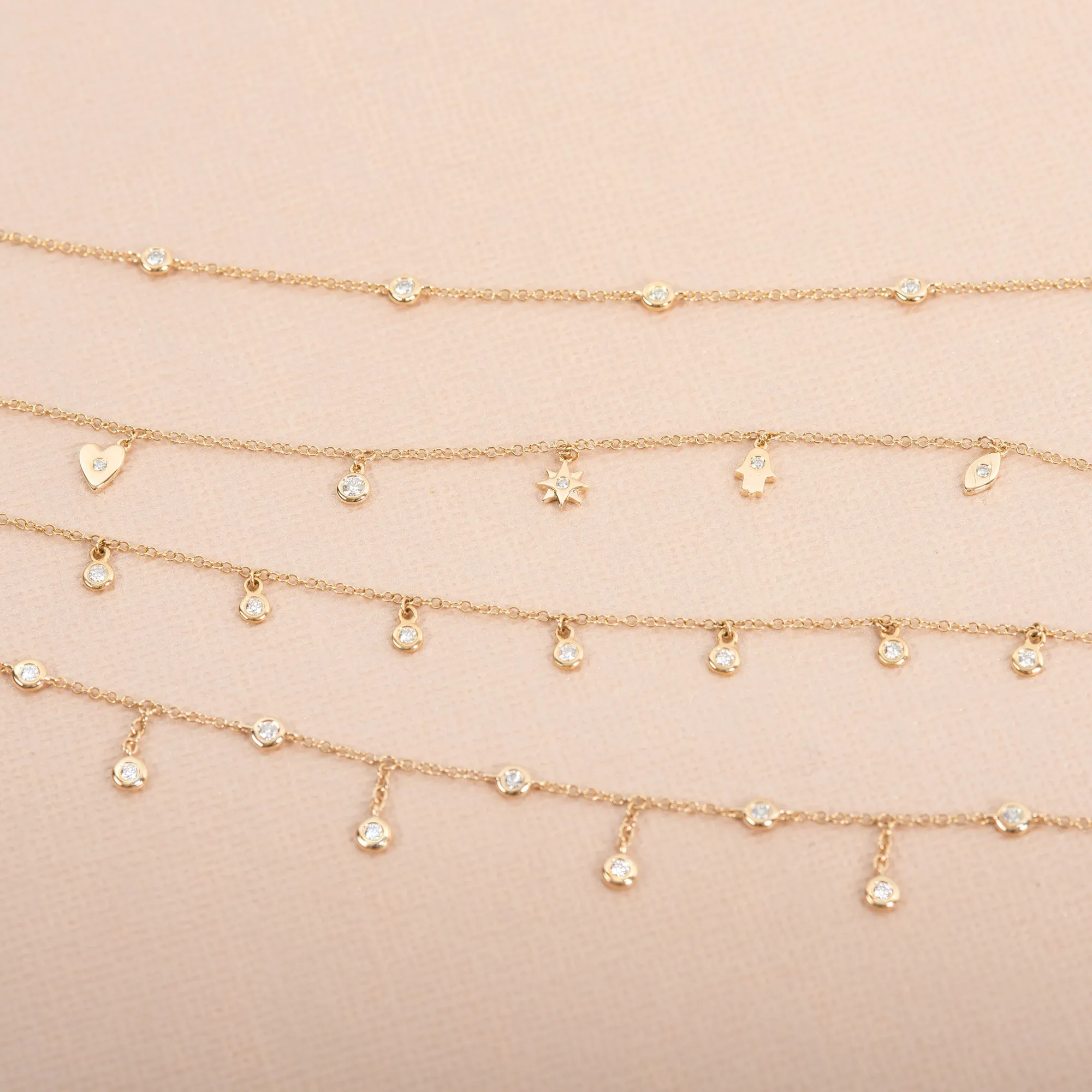 Diamond Bezel Fringe Necklace