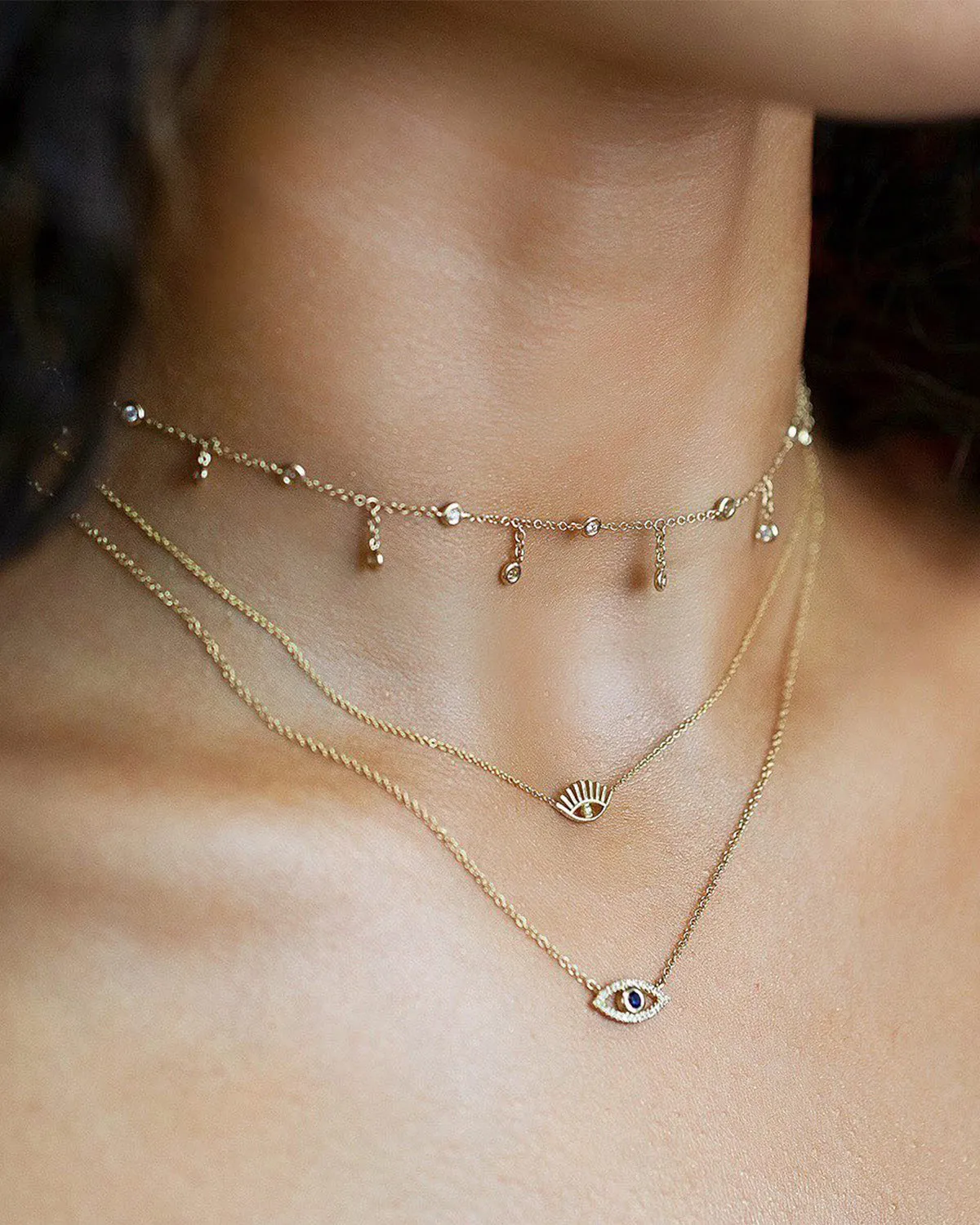 Diamond Bezel Fringe Necklace