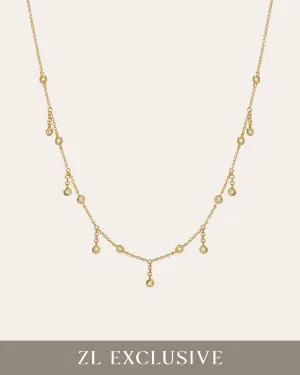 Diamond Bezel Fringe Necklace
