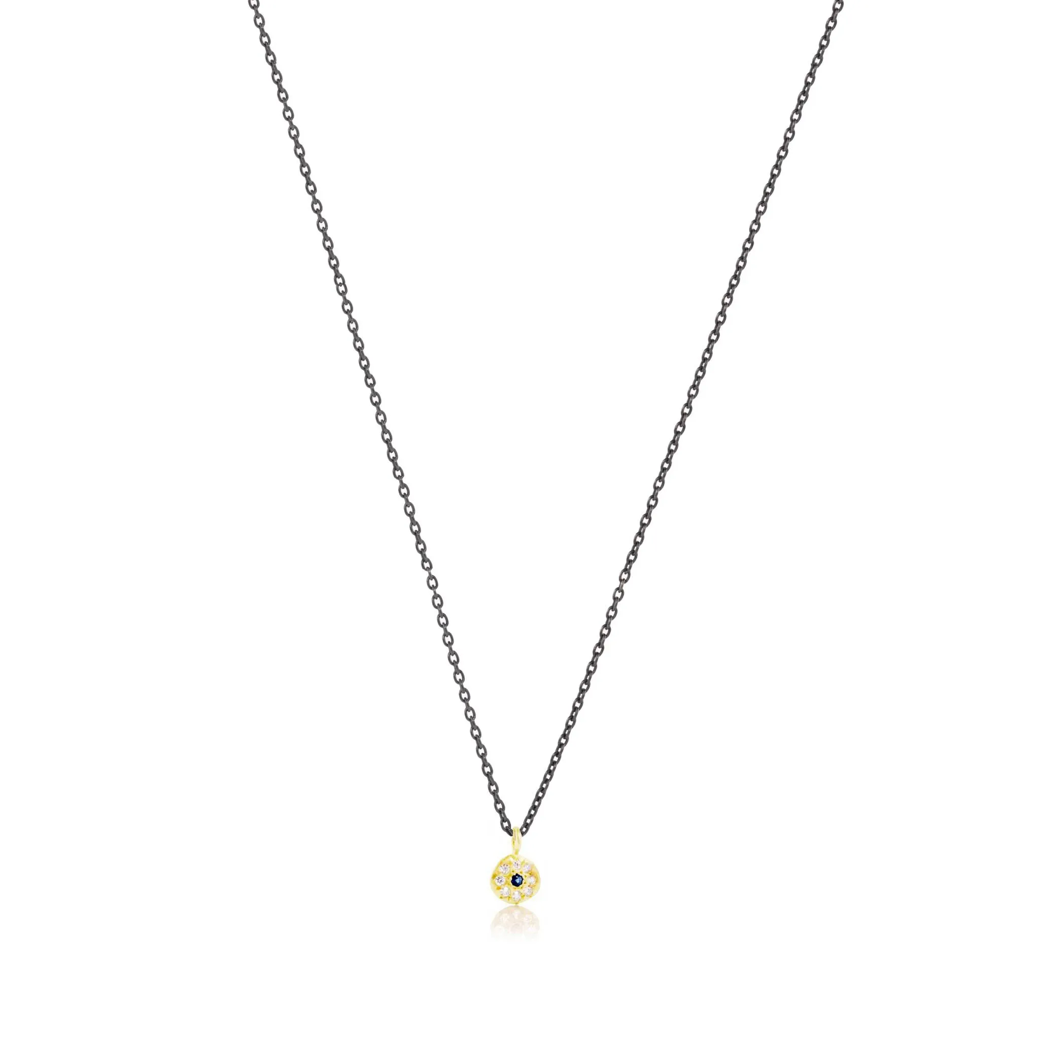 Diamond   Blue Sapphire 18k Gold Charm Necklace