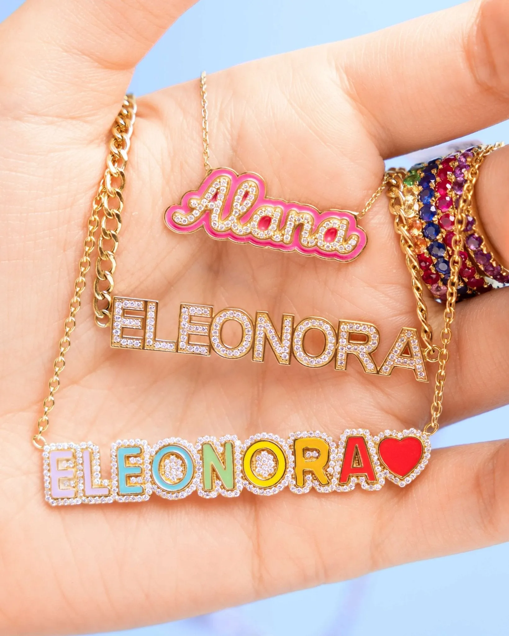Diamond Bold Name On Curb Chain Necklace