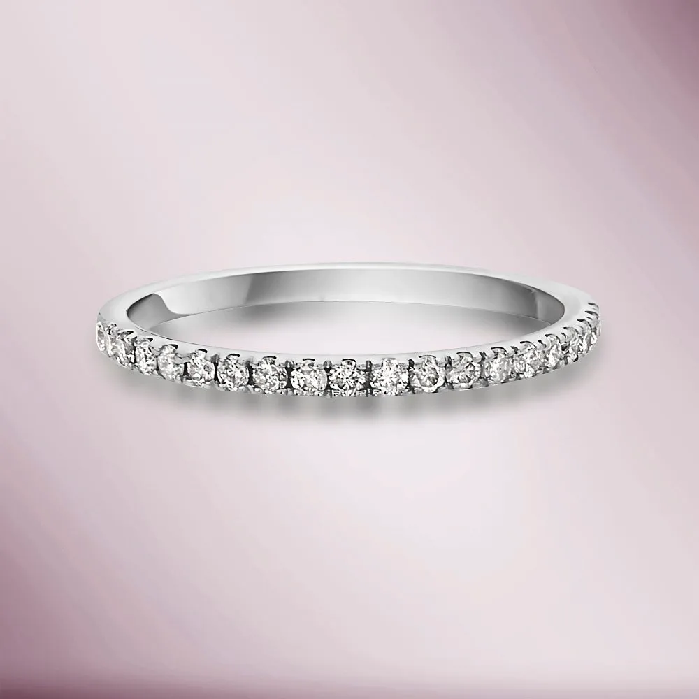 Diamond Halfway Pave Band in 14K Gold, 1.25 mm wide