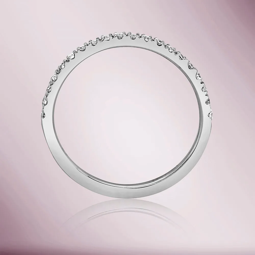 Diamond Halfway Pave Band in 14K Gold, 1.25 mm wide