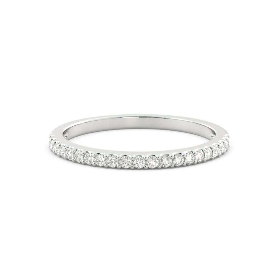 Diamond Halfway Pave Band in 14K Gold, 1.25 mm wide