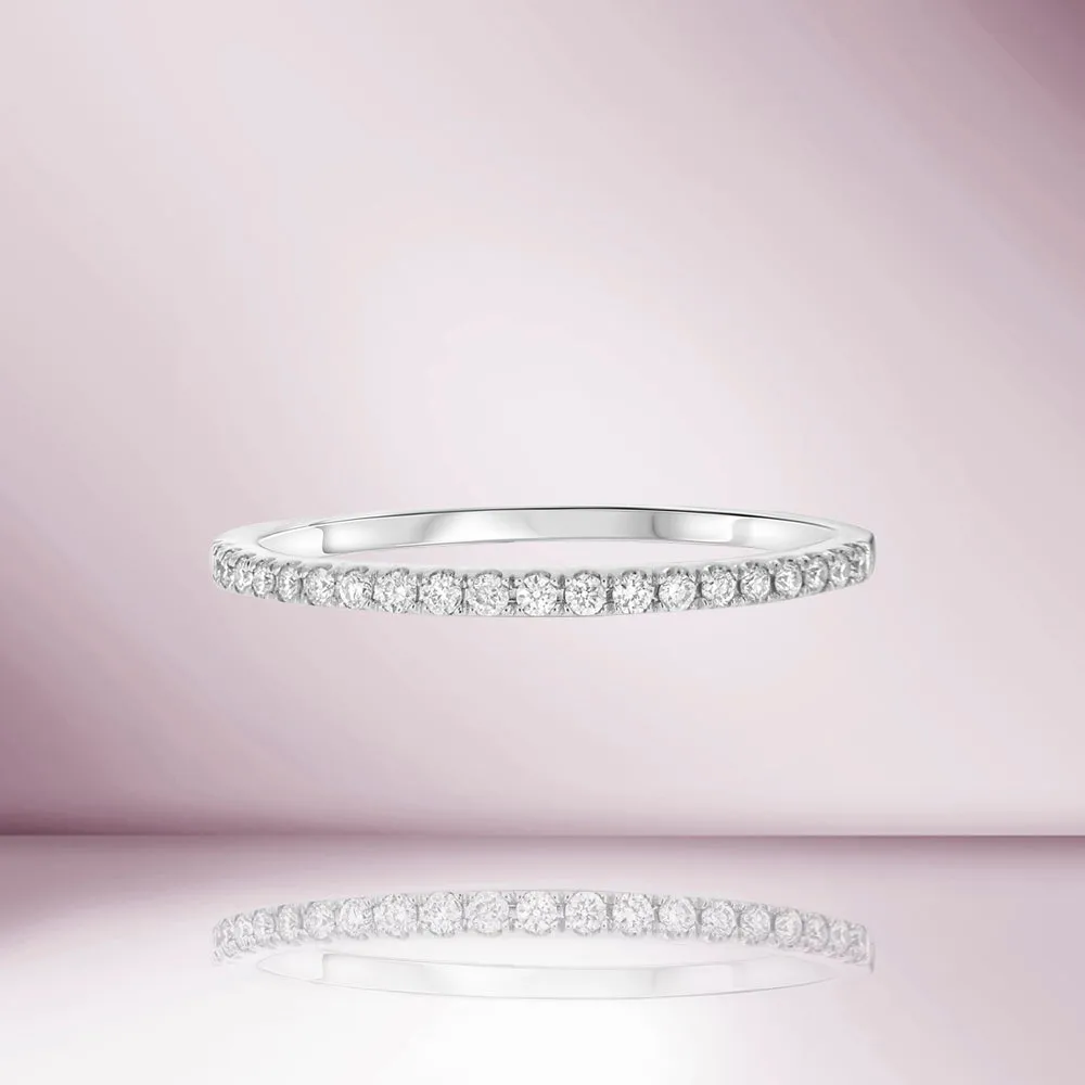 Diamond Halfway Pave Band in 14K Gold, 1.25 mm wide