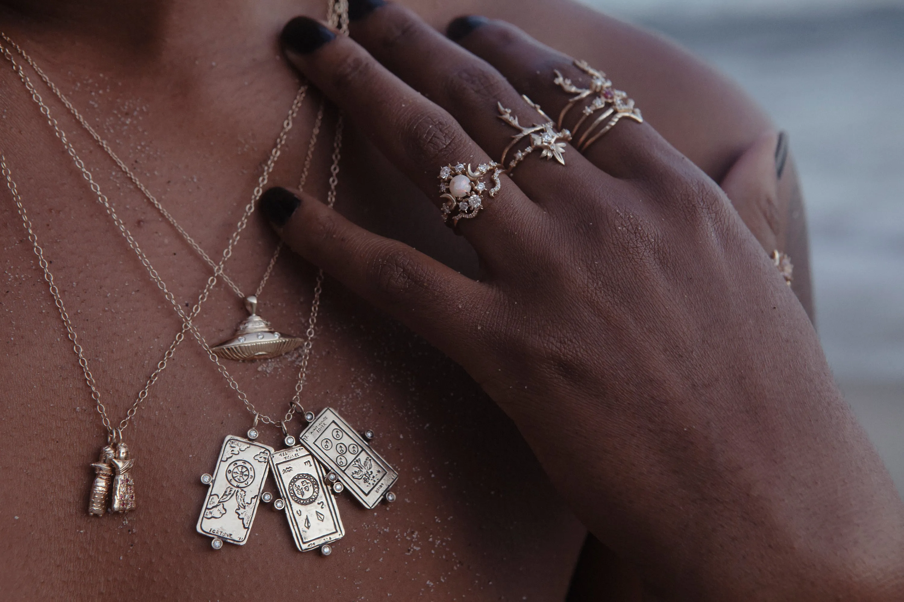 Diamond The Lovers Tarot Card Necklace - READY-TO-SHIP