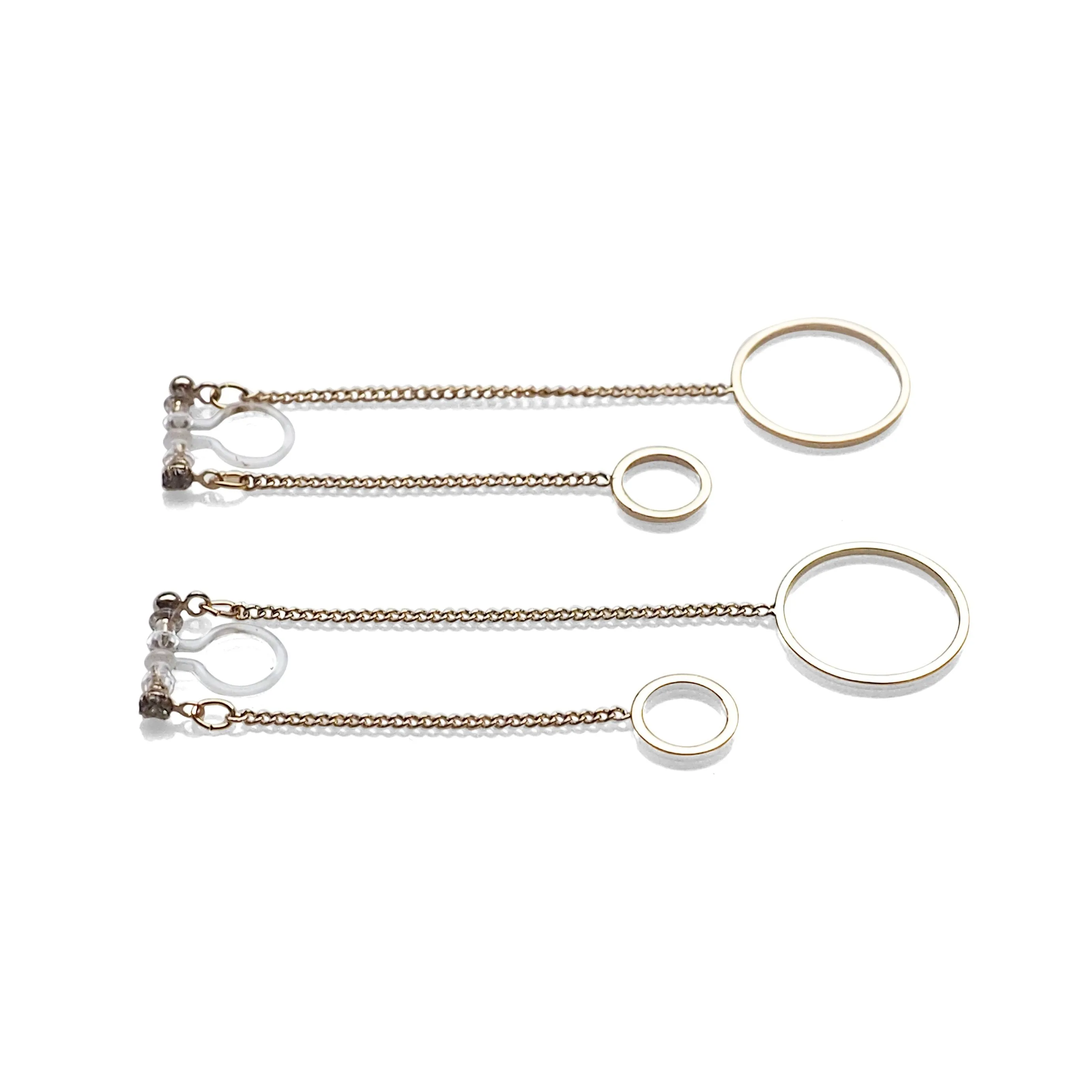 Double sided hoop invisible clip on earrings ( Gold tone )