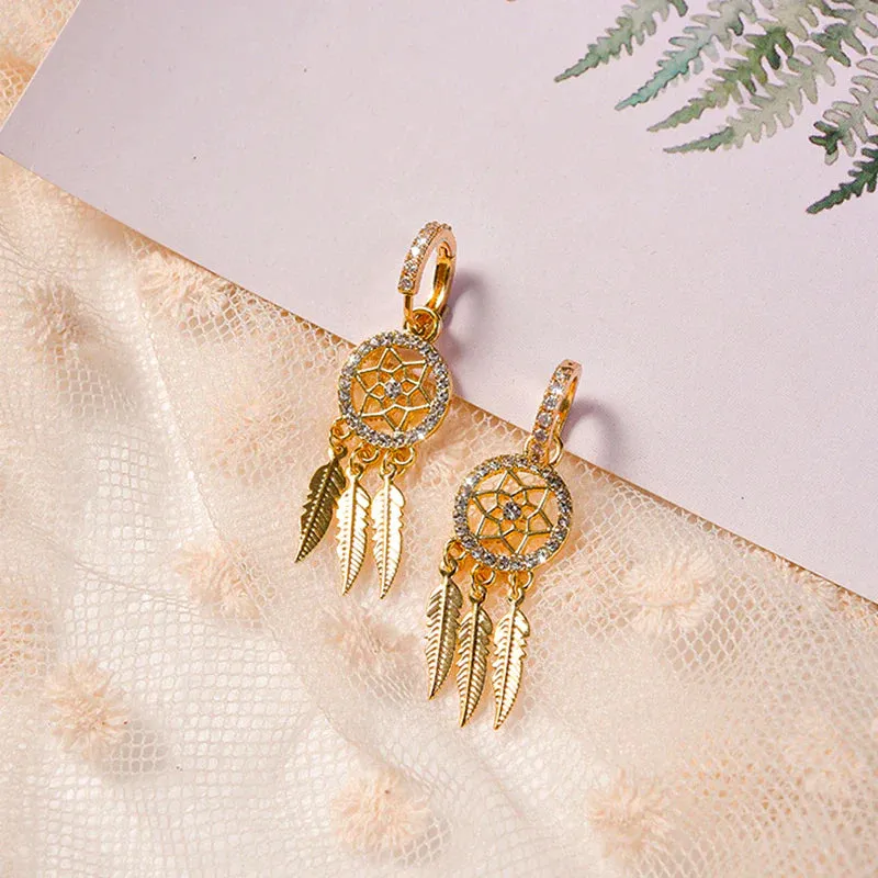 Dreamcatcher Crystal Charm Earrings