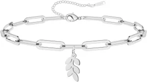 Dreamtimes Daisy Flower Anklets for Women Leaf Anklet Dainty Beach Anklet Jewelry Stainless Steel Adjustable Foot Chain Summer Boho Charm Foot Ankle Bracelet Jewelry